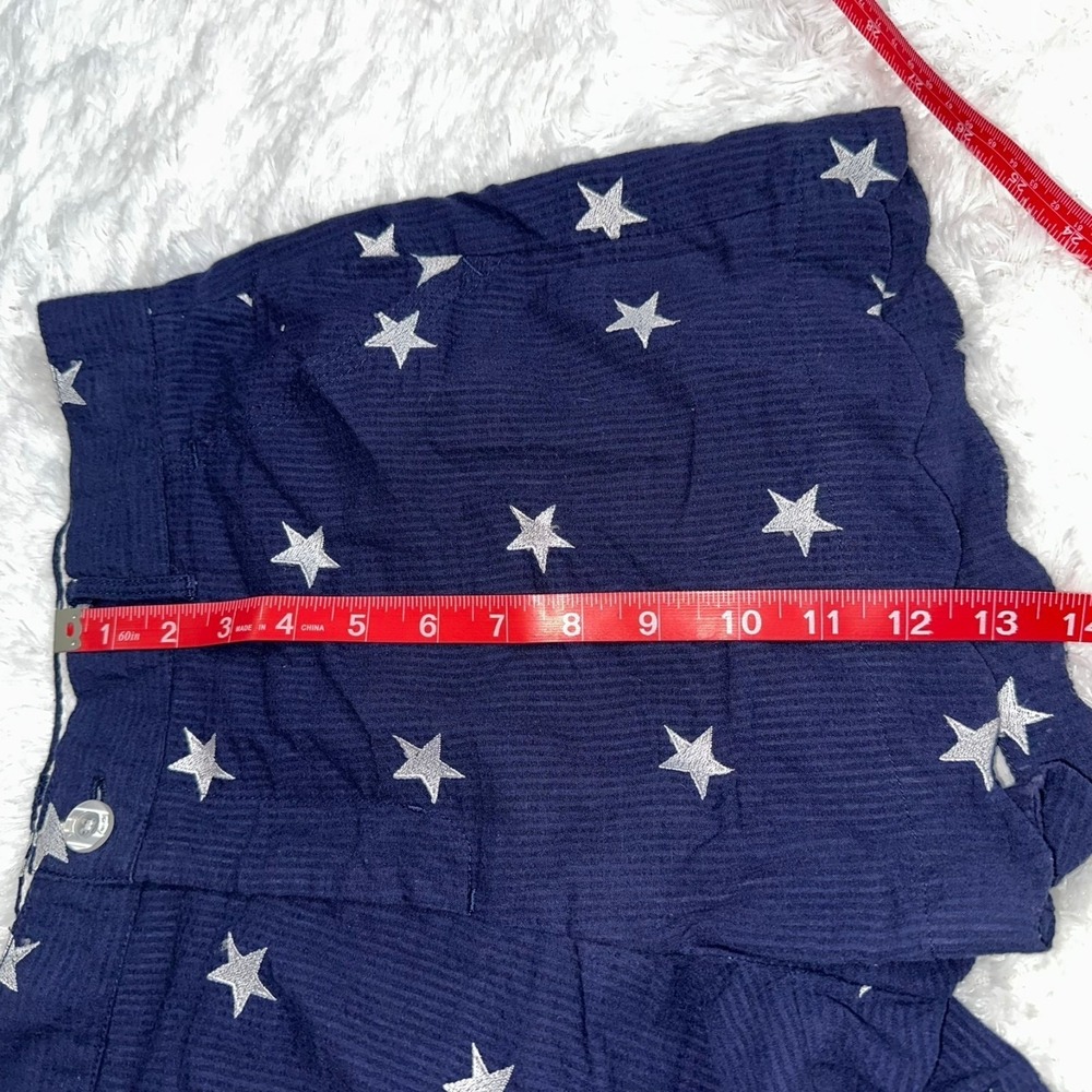 Lauren James Navy Blue Star Print Corduroy Scalloped Hem Shorts Womens Size M - Picture 6 of 6